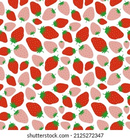Rosa und rote Erdbeeren, Vektorgrafik nahtloser Muster