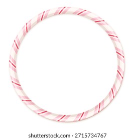 Pink and Red Striped Candy Cane Circle Frame for Valentine's Day and Christmas Cards and Designs, Cute Romantic Border