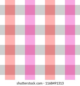 Pink And Red Tablecloth Seamless Pattern. Two Color Gingham Design 