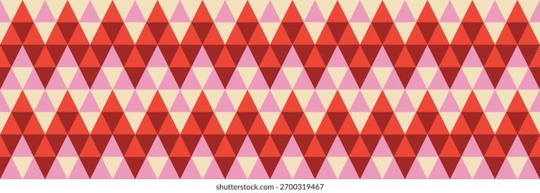 Pink Red Triangle Seamless Patterns. Elegant Geometrical Vector Illustration. Triangular Motifs. Modern New Year Minimal Shapes. Stylish Holiday Background For Luxury Wrapping, Invitations