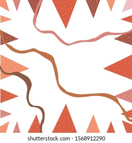 Pink and Red Triangles. Cute Scandinavian Terracotta Pattern in modern colours. Cute Elements. Modern abstract art for prints.
