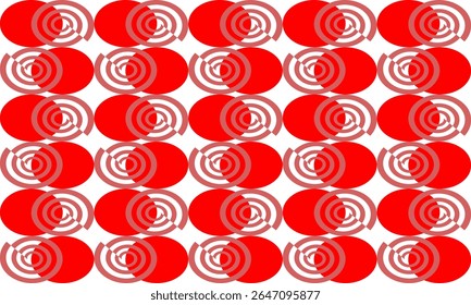 Pink and red Two tone seamless pattern with circles, dot and Fuzzy spin spiral block repeat seamless pattern, design for fabric print or wallpaper, vertical strip patter