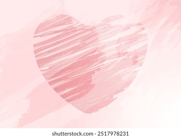 Pink red Valentines Day background with watercolor grunge heart. Greeting card retro vector design