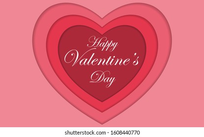Pink and red vector symbols of love in shape of heart with paper art style. Realistic design template for use wallpaper, poster, greeting card, web banner in Valentine's Day event