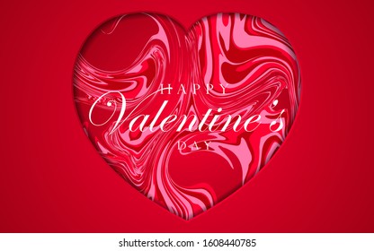 Pink and red vector symbols of love in shape of heart with paper art style. Realistic design template for use wallpaper, poster, greeting card, web banner in Valentine's Day event