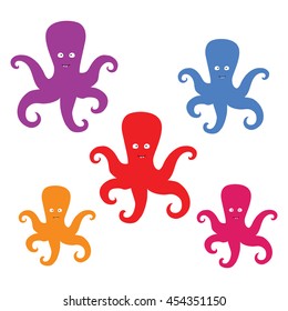 pink red violet blue yellow octopus logo icon minimal
