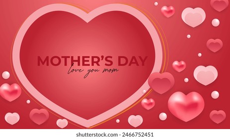 Pink red and white vector beautiful and simple style background for mother's day celebration. Happy mothers day event poster for greeting design template and mother's day celebration