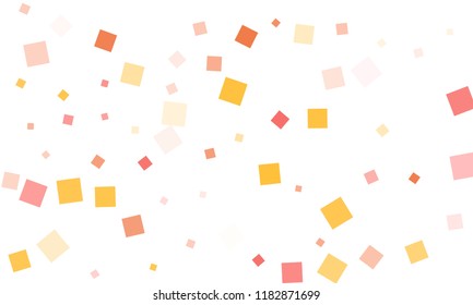 Pink, Red, Yellow and Orange Confetti in the Form of Rectangles on White Background