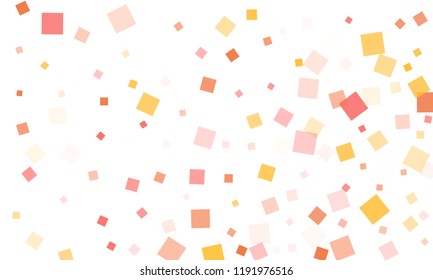 Pink, Red, Yellow and Orange Confetti in the Form of Rectangles on White Background
