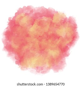 Pink, red, yellow watercolor background. Abstract vector paint splash, isolated on white backdrop. Aquarelle colorful texture. Watercolour backdrop for invitation, your text or gift card. 