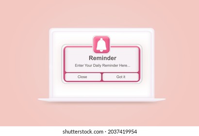 Pink Reminder 3d Design Mockup On Stock Vector (Royalty Free ...