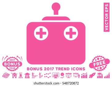 Pink Remote Control icon with bonus 2017 trend design elements. Vector illustration style is flat iconic symbols, white background.