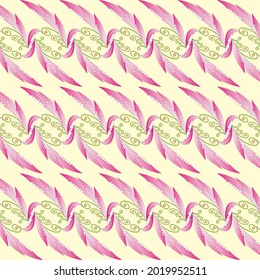 pink repeated floral tribe pattern in yellow for fabric, texture and ceramic