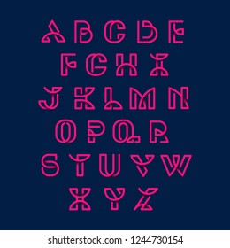 Pink  retro alphabets vector set