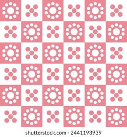 Pink retro checkerboard seamless pattern