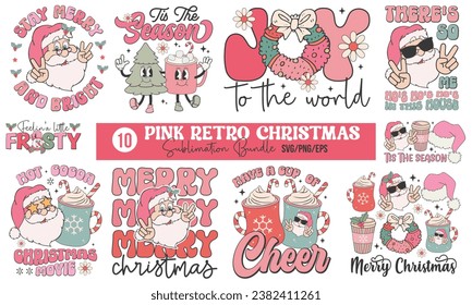 Pink Retro Christmas Sublimation Bundle