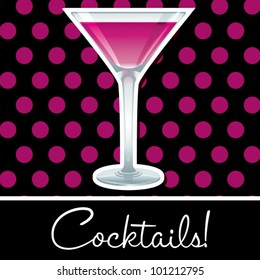 Pink retro cocktail card in vector format.