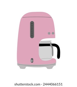 Pink Retro coffee machine vector isolated on white