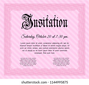 Pink Retro invitation. With background. Customizable, Easy to edit and change colors. Money design. 