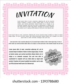 Pink Retro invitation. With background. Vector illustration. Sophisticated design. 