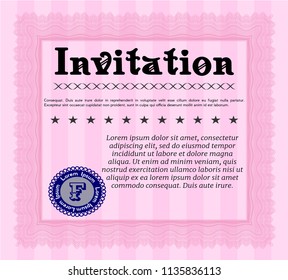 Pink Retro invitation. Beauty design. With quality background. Customizable, Easy to edit and change colors. 