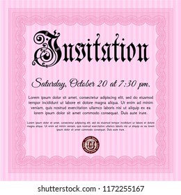 Pink Retro invitation. Beauty design. Vector illustration. Complex background. 