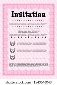 Pink Retro invitation. Beauty design. Customizable, Easy to edit and change colors. Easy to print. 