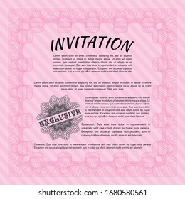Pink Retro invitation. Beauty design. With quality background. Detailed. 