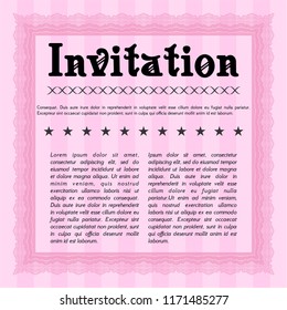 Pink Retro invitation. Complex background. Vector illustration. Money Pattern design. 