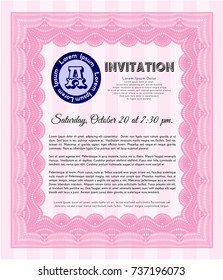Pink Retro invitation. With complex background. Vector illustration. Modern design. 