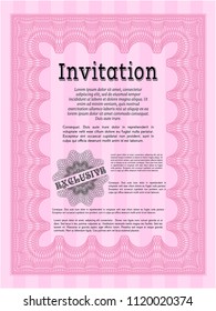 Pink Retro invitation. Customizable, Easy to edit and change colors. With background. Superior design. 