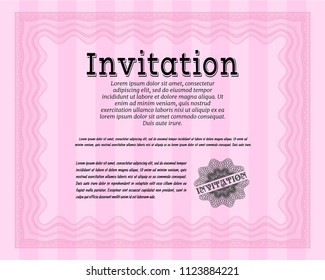 Pink Retro invitation. Customizable, Easy to edit and change colors. Easy to print. Good design. 