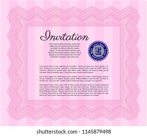 Pink Retro invitation. Customizable, Easy to edit and change colors. With linear background. Excellent design. 