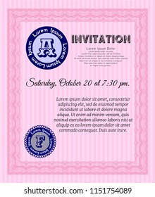 Pink Retro invitation. Customizable, Easy to edit and change colors. With quality background. Money design. 