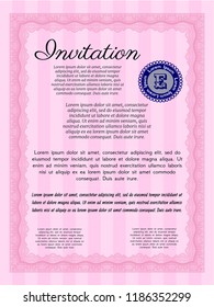 Pink Retro invitation. Customizable, Easy to edit and change colors. With linear background. Perfect design. 