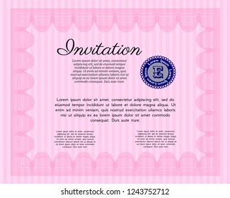 Pink Retro invitation. Customizable, Easy to edit and change colors. Complex background. Perfect design. 