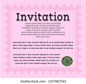 Pink Retro invitation. Customizable, Easy to edit and change colors. Printer friendly. Money design. 