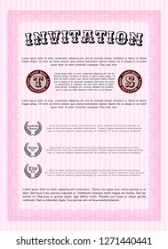 Pink Retro invitation. Customizable, Easy to edit and change colors. Complex background. Retro design. 