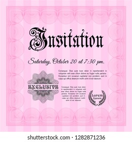 Pink Retro invitation. Customizable, Easy to edit and change colors. With quality background. Nice design. 