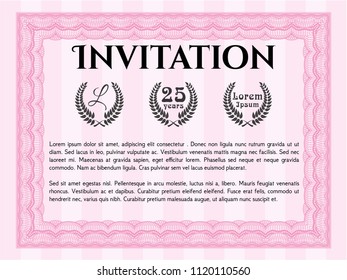 Pink Retro invitation. Retro design. Detailed. With quality background. 