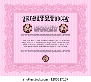 Pink Retro invitation. Detailed. Complex background. Money design. 