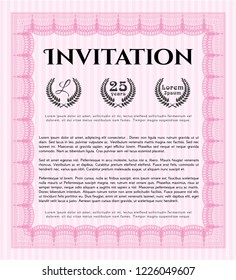 Pink Retro invitation. Detailed. Complex background. Good design. 