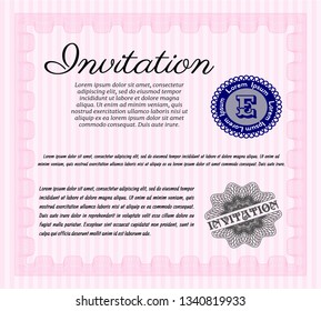 Pink Retro invitation. Detailed. With quality background. Excellent design. 