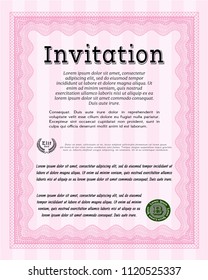 Pink Retro invitation. Easy to print. Customizable, Easy to edit and change colors. Modern design. 
