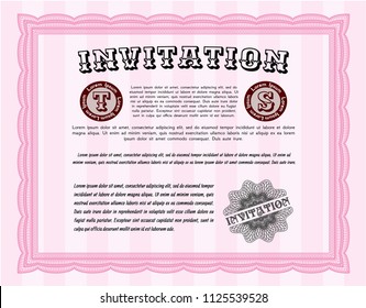Pink Retro invitation. Easy to print. Beauty design. Customizable, Easy to edit and change colors. 