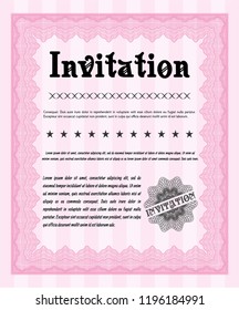 Pink Retro invitation. Easy to print. Customizable, Easy to edit and change colors. Sophisticated design. 