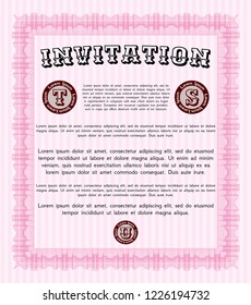 Pink Retro invitation. Elegant design. With linear background. Customizable, Easy to edit and change colors. 