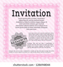 Pink Retro invitation. With guilloche pattern. Customizable, Easy to edit and change colors. Lovely design. 