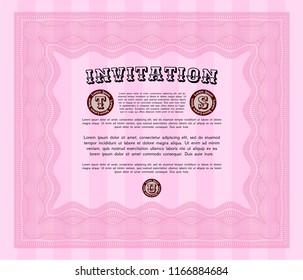 Pink Retro invitation. With linear background. Customizable, Easy to edit and change colors. Perfect design. 