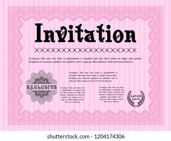 Pink Retro invitation. Money Pattern. Vector illustration. Printer friendly. 